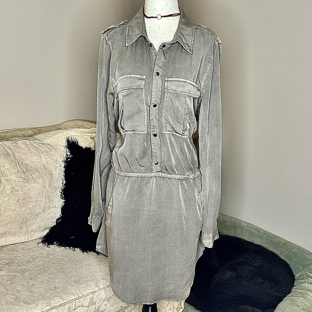 BLENDSHE Viscose Blend Dropped Elastic Waist Shirt Dress L